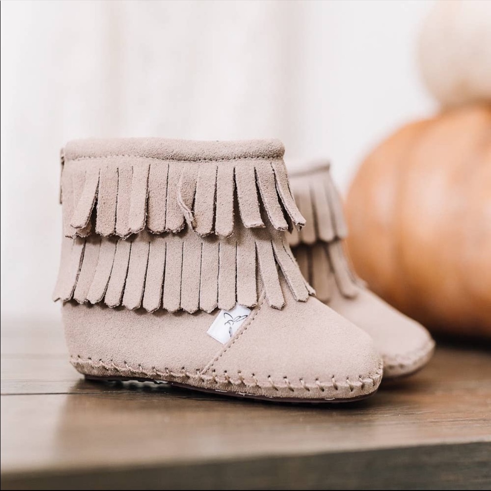 Infant Fringe Tan Boots for Baby Girls